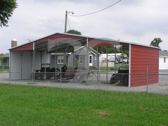 Barn Shelter | Boxed Eave Roof | 42W x 21L x 12H | Continuous Roof