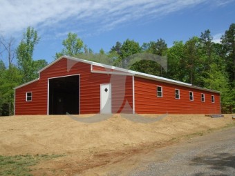 Raised Center Aisle Barn | Vertical Roof | 44W x 41L x 12H | Enclosed Barn