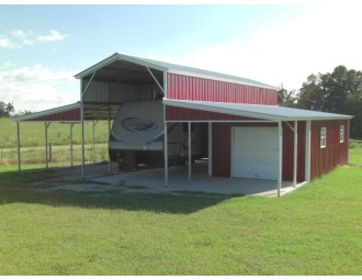 Metal Barn RV Shelter | Vertical Roof | 36W x 31L x 12H |  Metal Barn