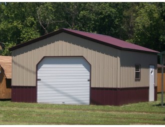 Deluxe Metal Garage | Vertical Roof | 20W x 21 x 8H |  1-Car Garage