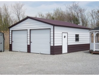 Metal Garage | Vertical Roof | 22W x 26L x 9H |  2-Car Garage