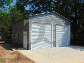 Steel Garage Building | Vertical Roof | 24W x 36L x 12H | 2-Bay